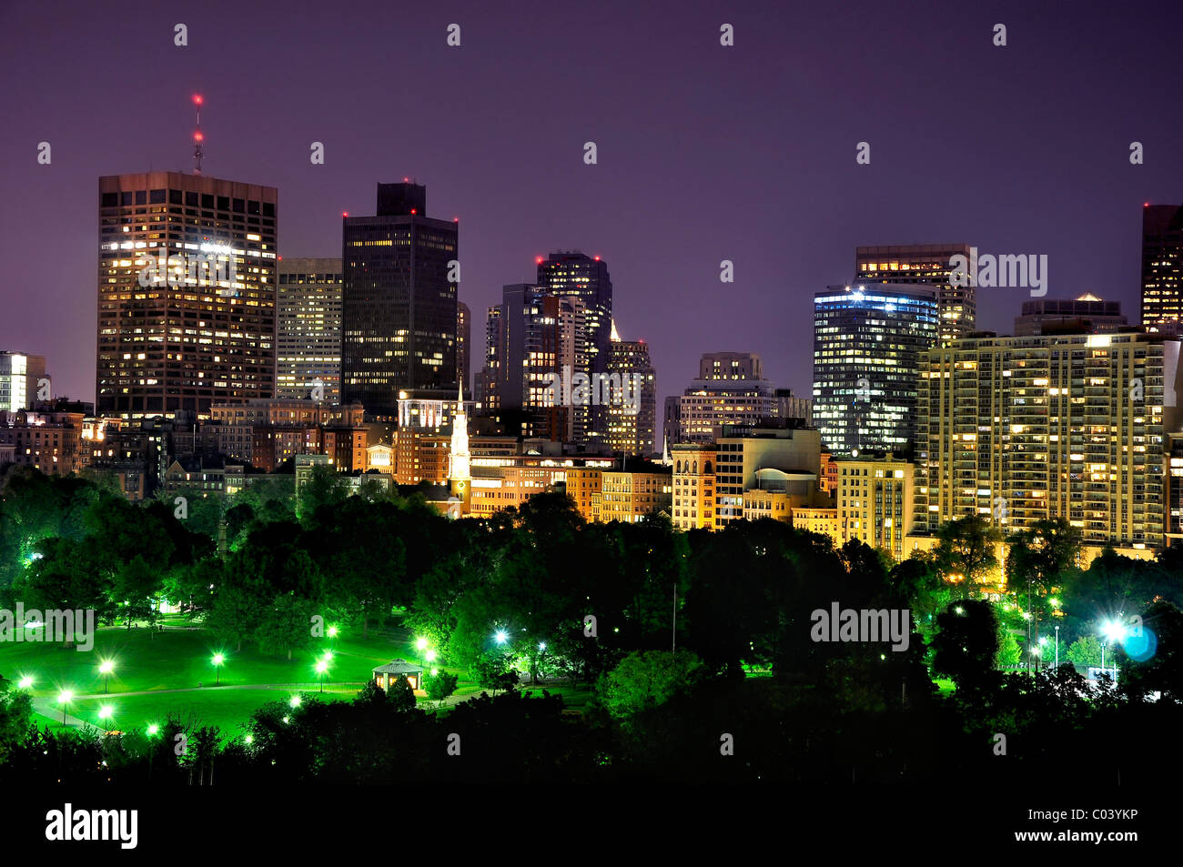 Boston skyline at night