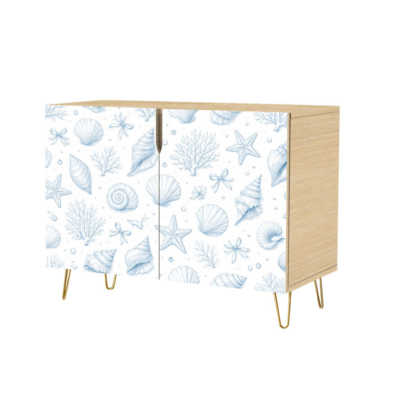 Coastal cabinet with starfish and seashell motifs