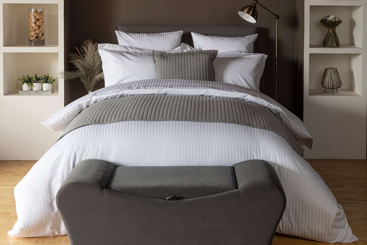 Quilt folded at foot of bed