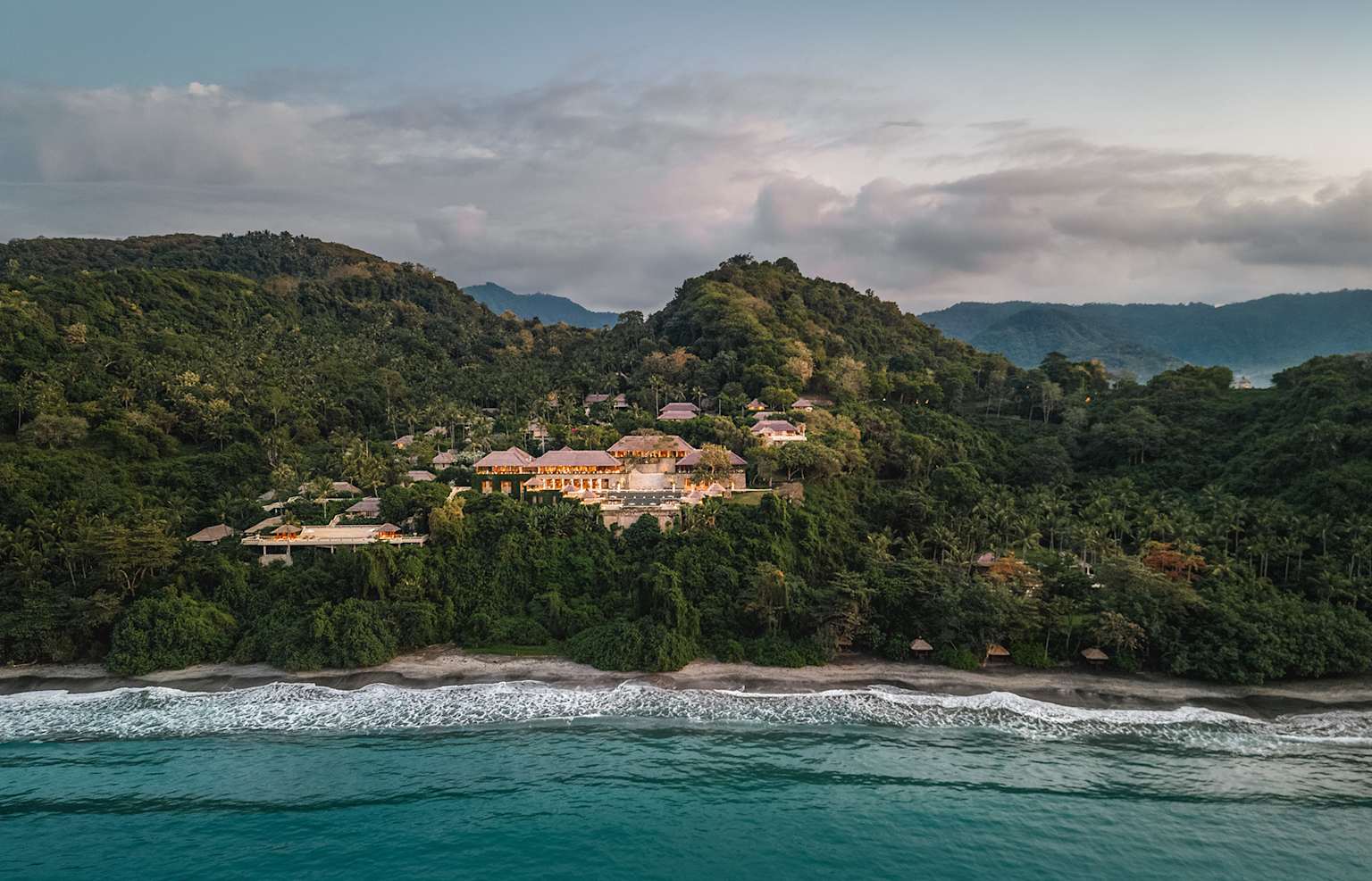Bali coastal resort aerial view