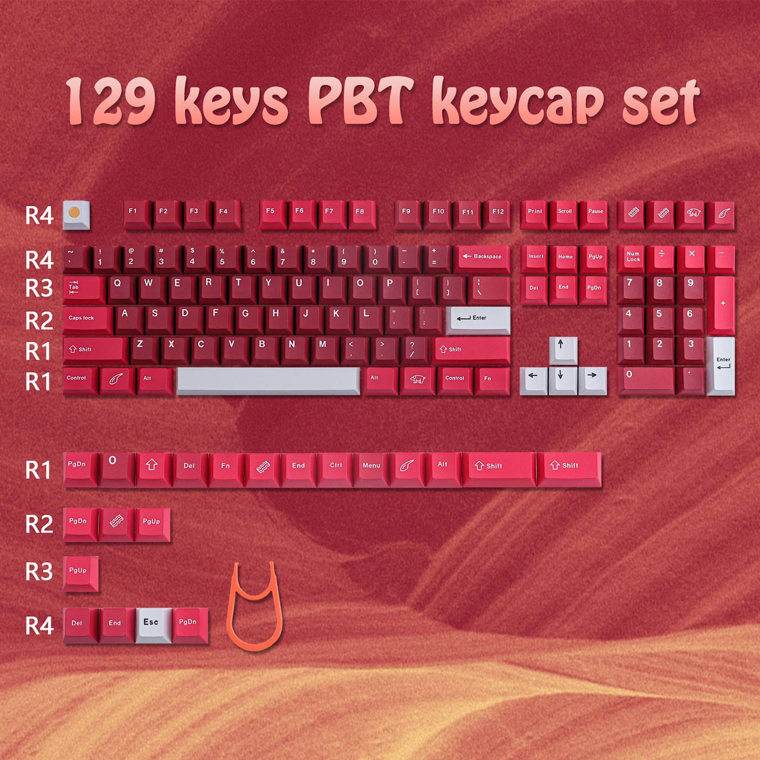 GMK Jamon 紅色鍵帽 ABS雙色 Cherry Profile 163鍵