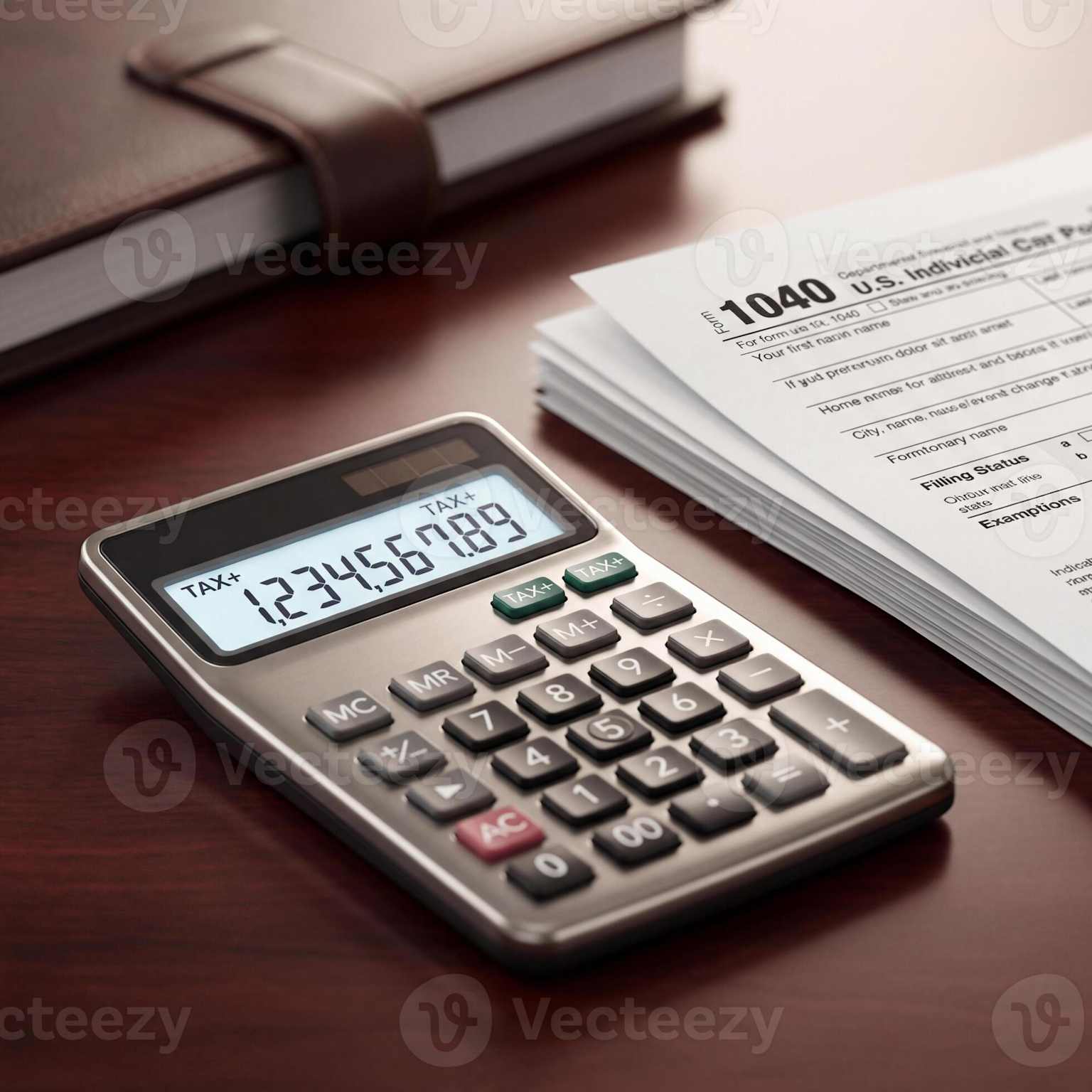 IRS tax form and calculator on desk