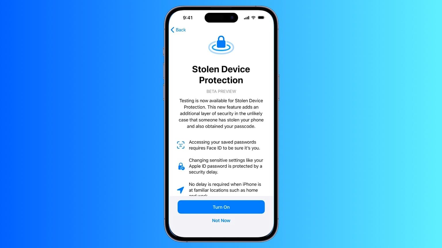 Pantalla de configuración de Protección contra Robo en iOS 26.4