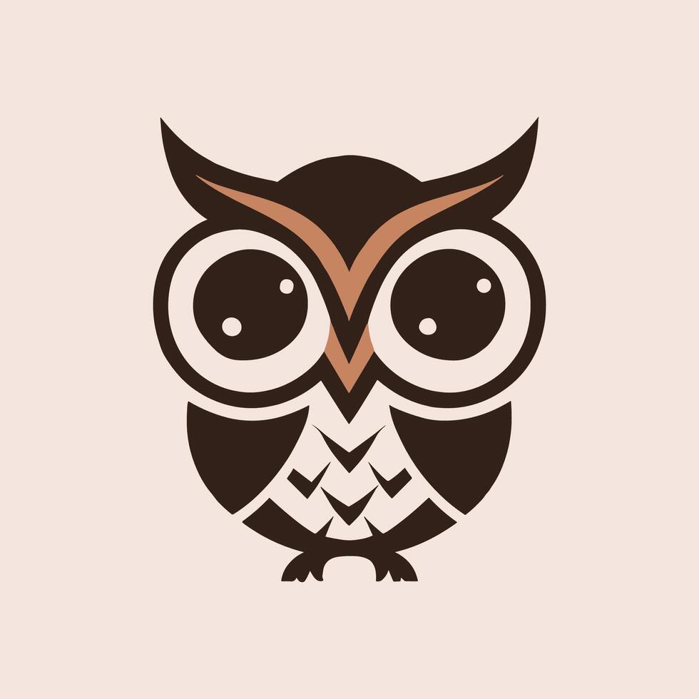 A cute minimalist owl illustration with big round eyes
