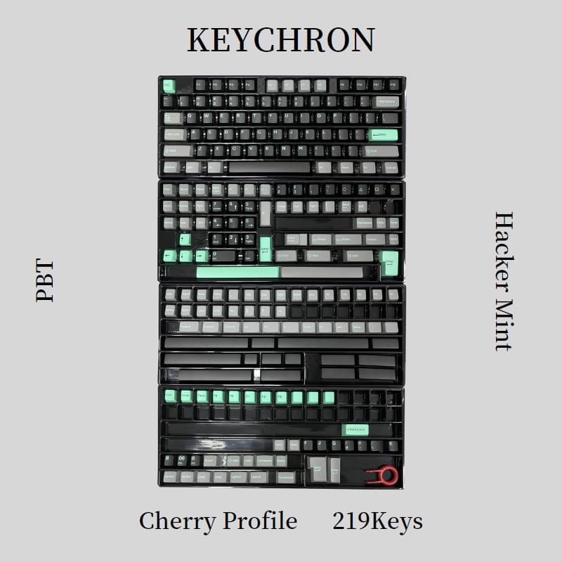 【Keychron】駭客薄荷 高軸鍵帽 Cherry高度 PBT材質 雙色注塑 218鍵大全套