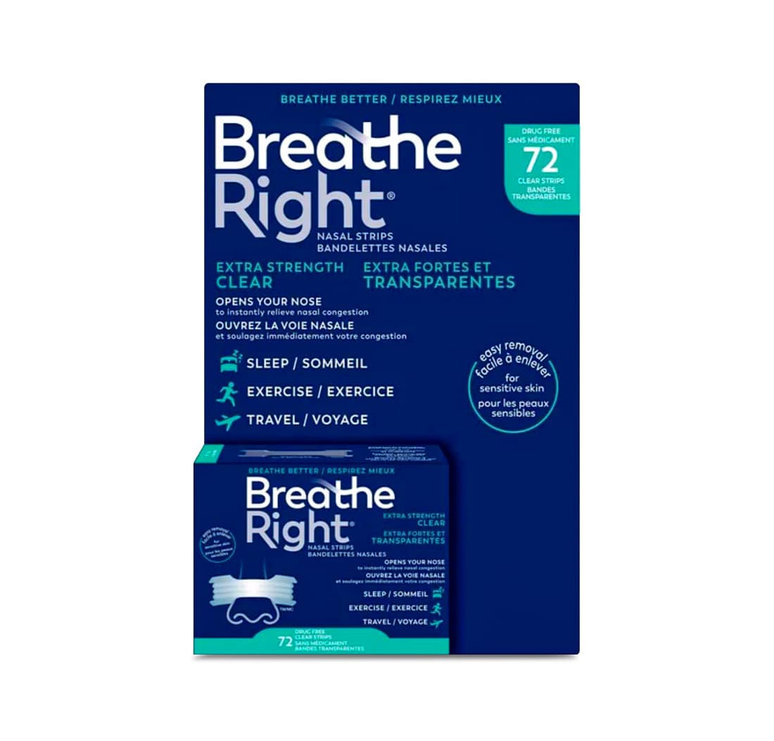 Breathe Right Extra Strength nasal strips blue packaging product