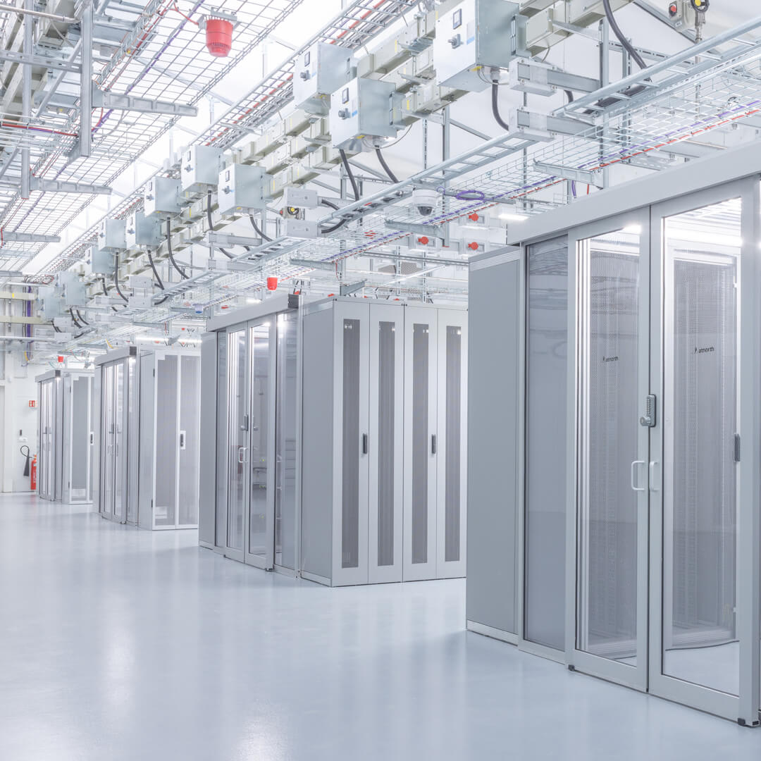 Modern data center server hall interior