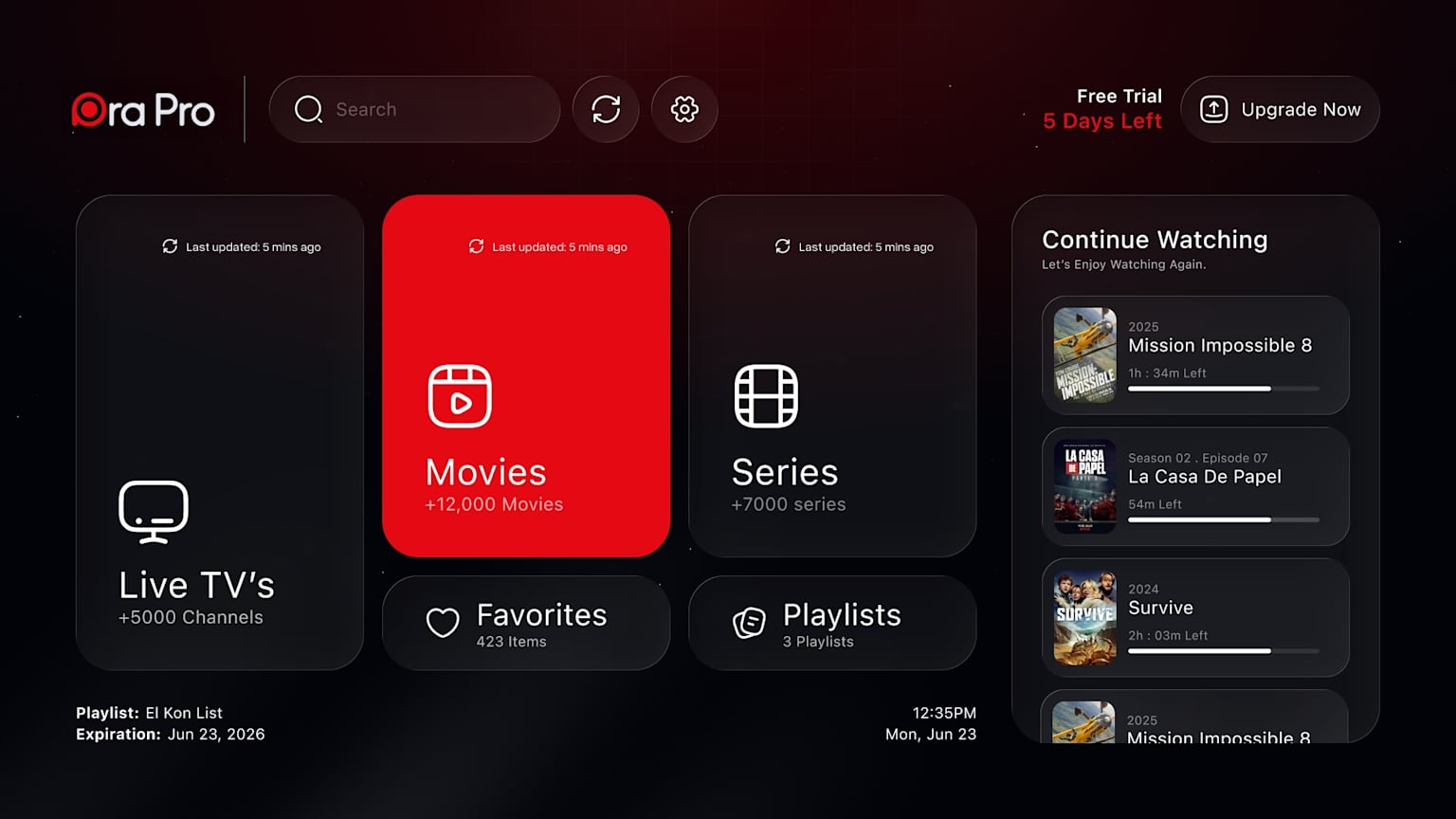 اشتراك ORA Pro الرسمي لتطبيق ORA IPTV Player على شاشات السمارت TV