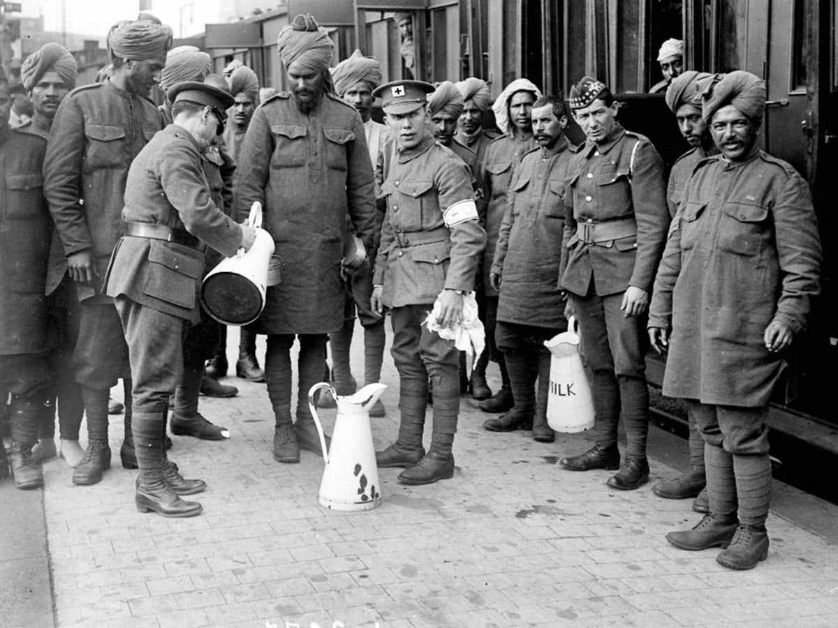 Indian soldiers of the British Indian Army on the Western Front during World War I.