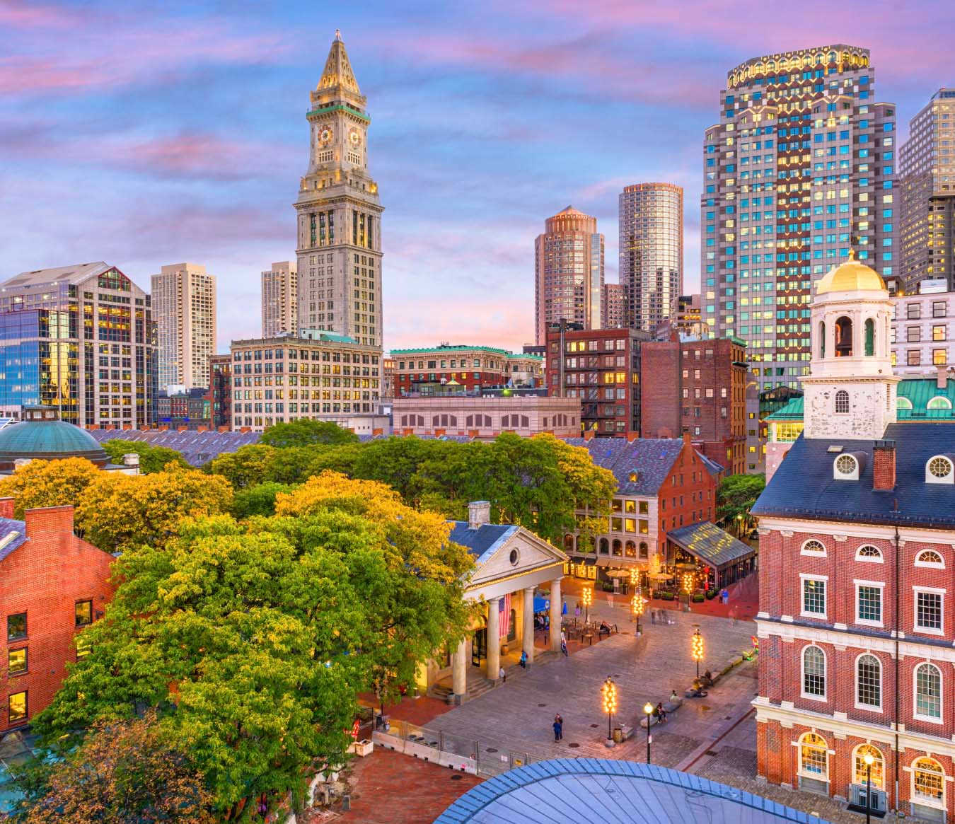 Boston Faneuil Hall aerial view
