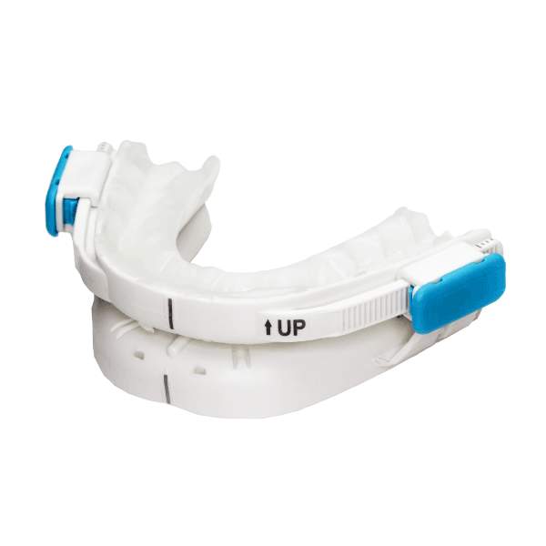 Sleep Apnea Without CPAP — 9 Treatments That Actually Work 4 BluePro mandibular advancement device white oral appliance with blue adjustment clips for sleep apnea and snoring treatment