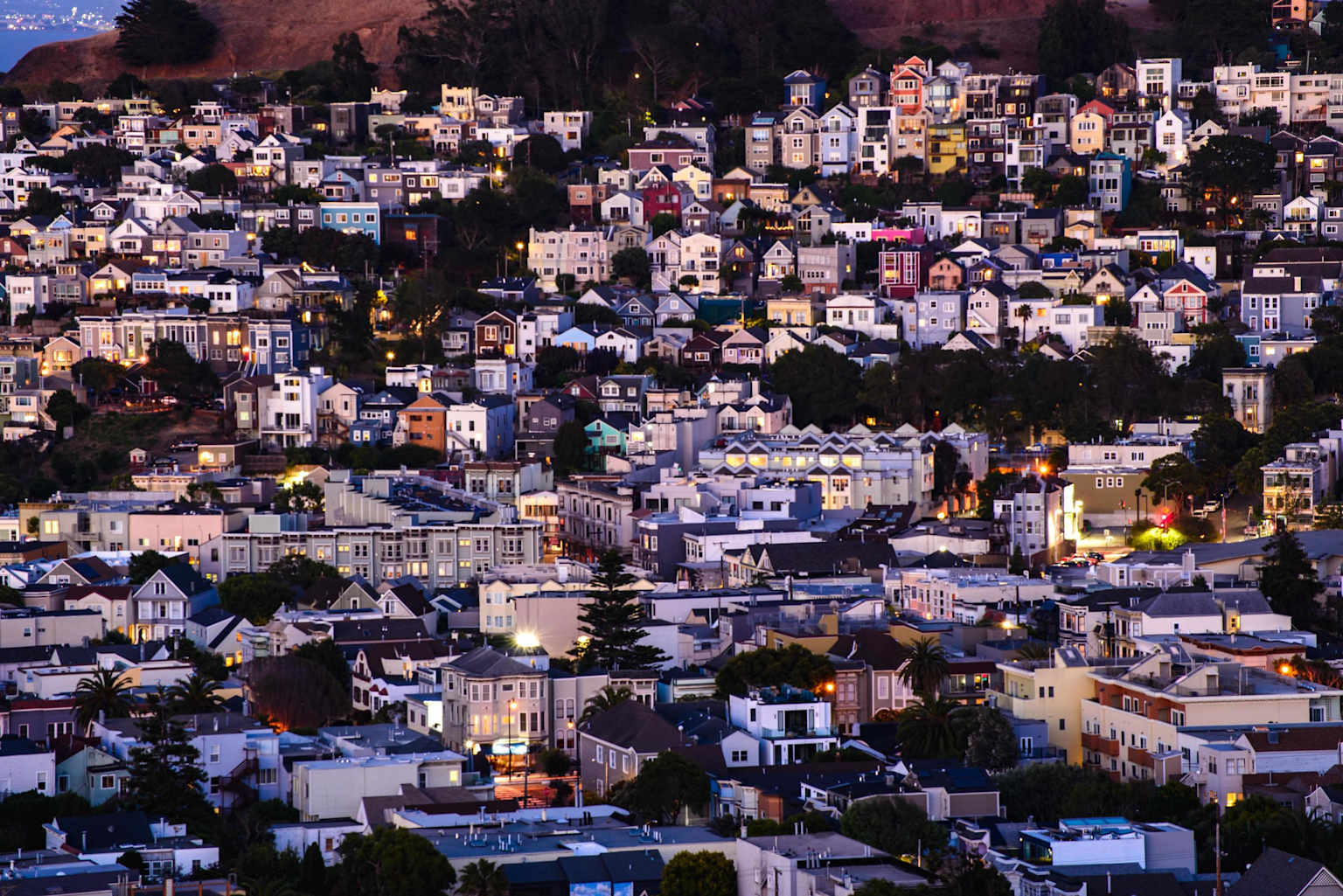 San Francisco residential street with Victorian homes