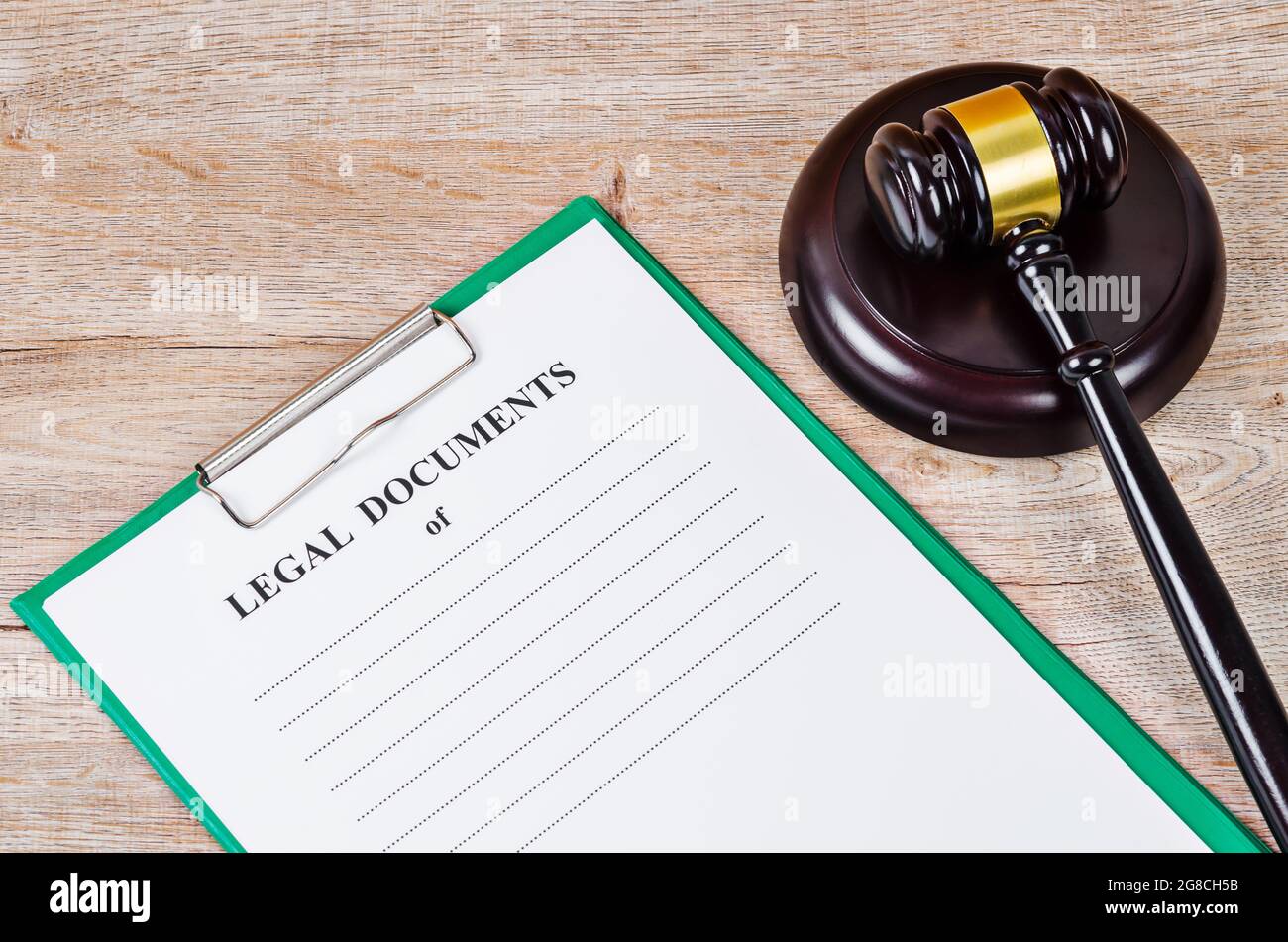 Legal documents and gavel
