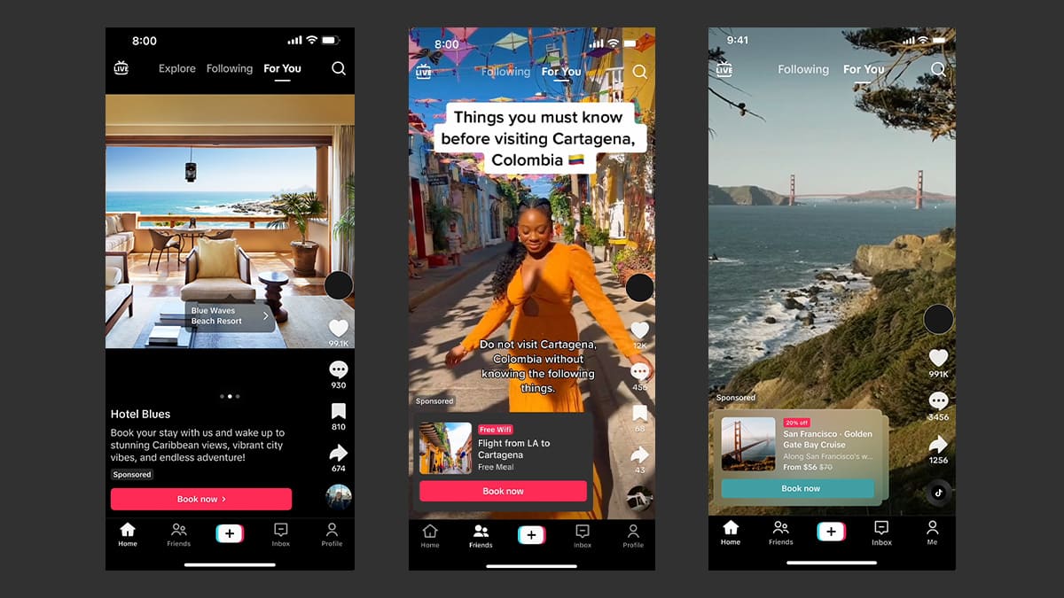 TikTok travel‑inspiration to booking flow