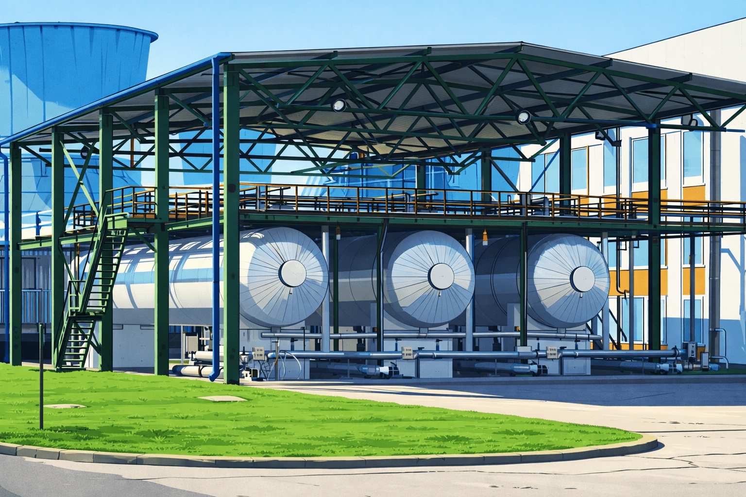 LNG storage tanks at an industrial facility