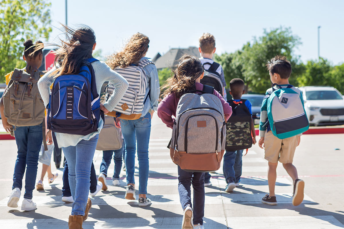 Students walking to school