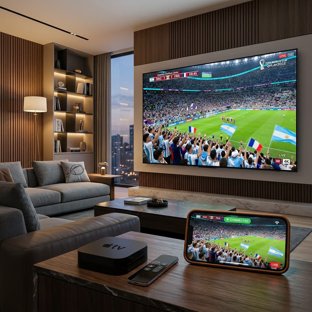 IPTV Firestick packages streaming live sports in a UK living room