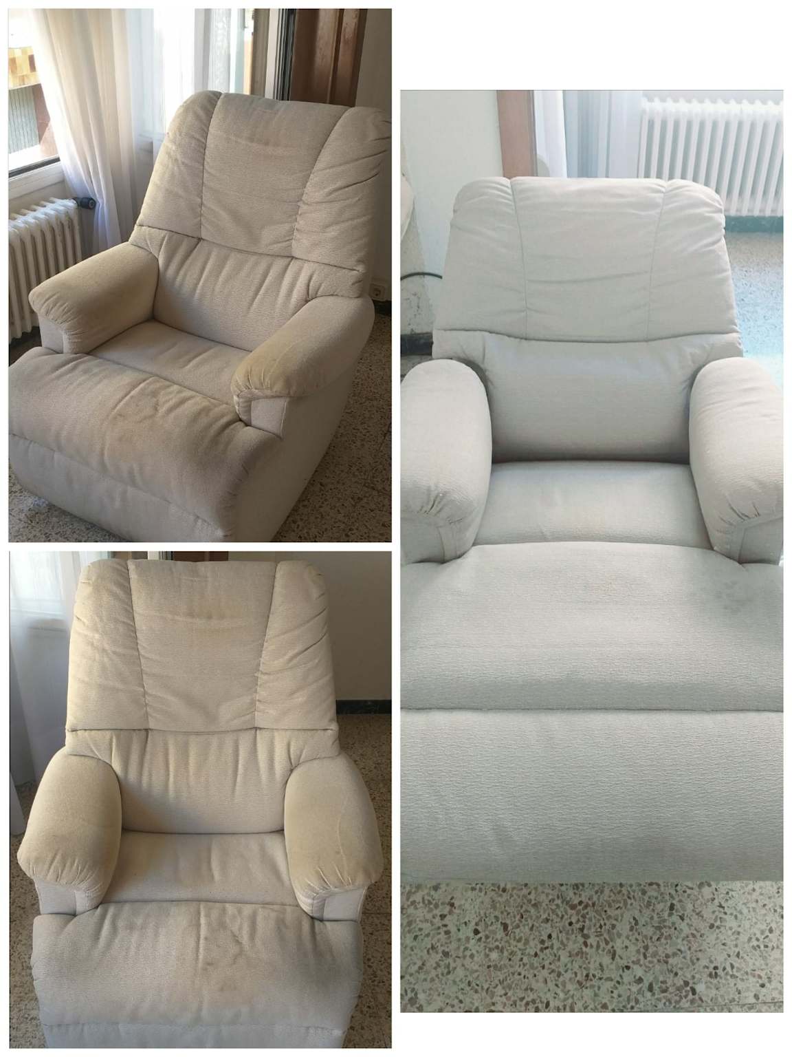 Lavado de muebles en guayaquil 2 Sofá beige ANTES: sucio con manchas profundas