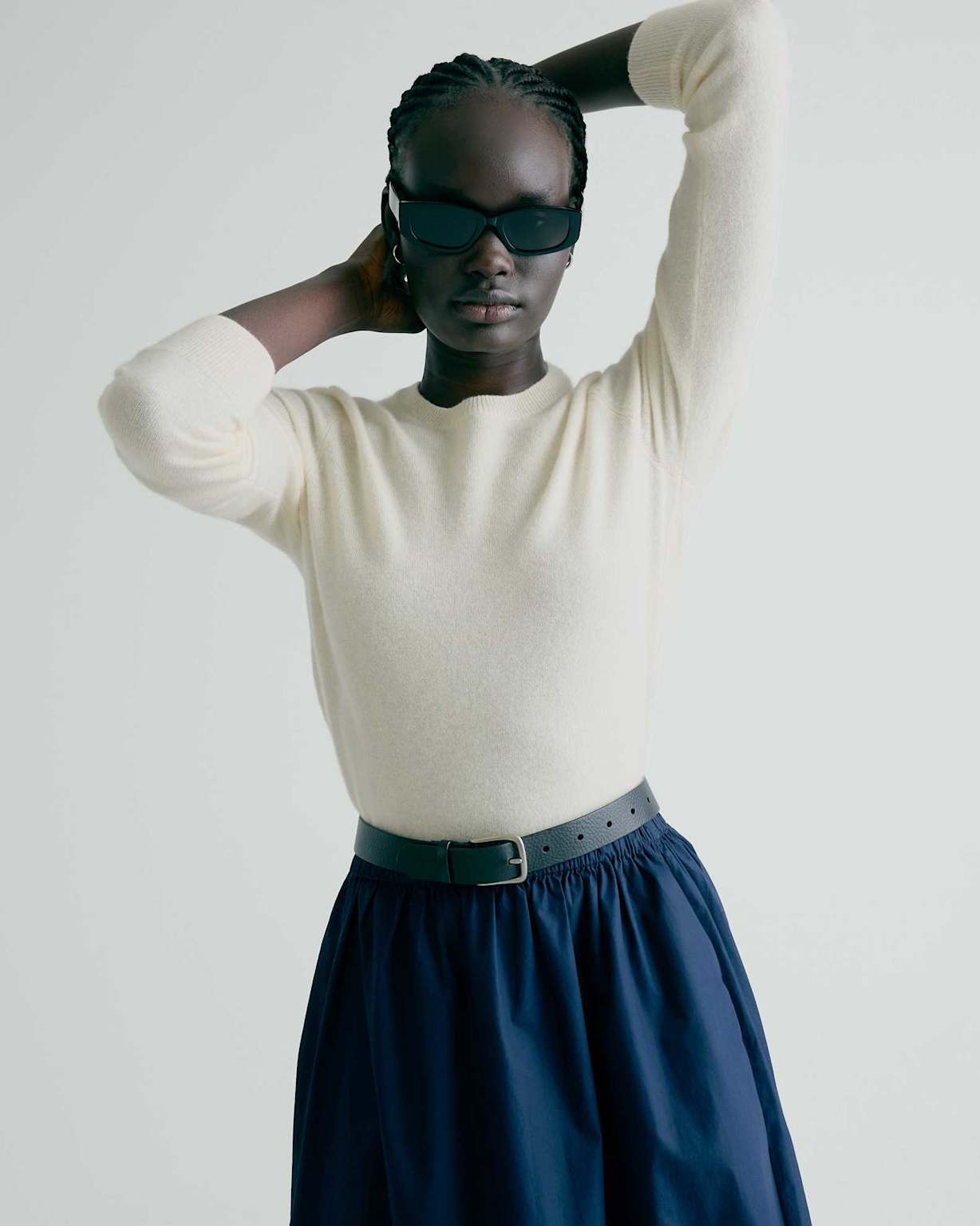 Crewneck cashmere sweater styling