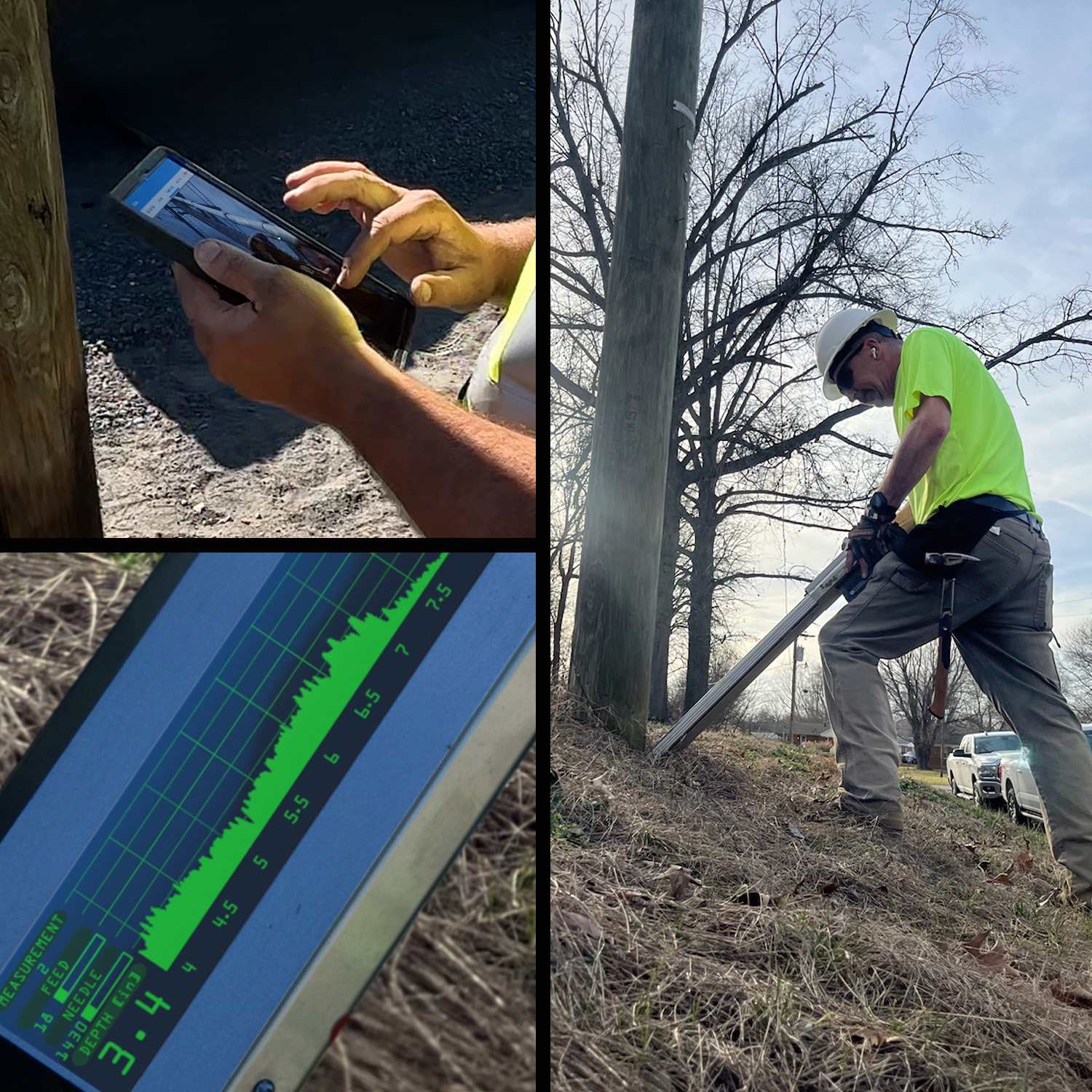 Groundline pole integrity inspection