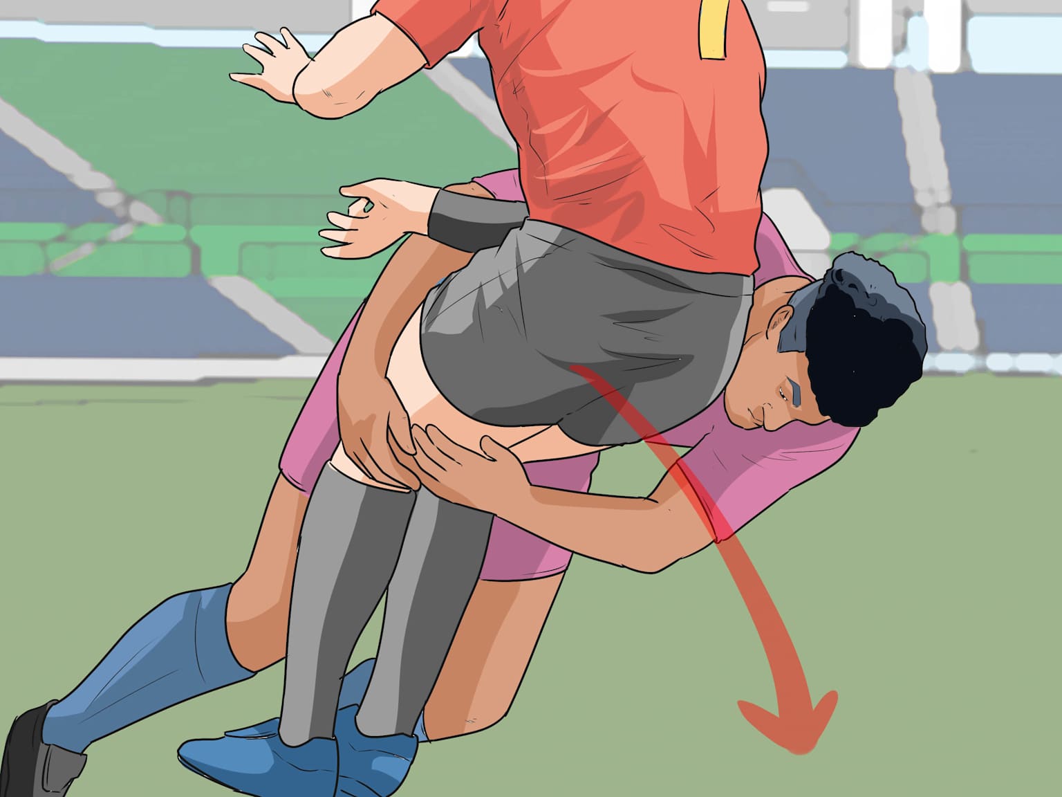 Tête toujours sur le côté, jamais devant