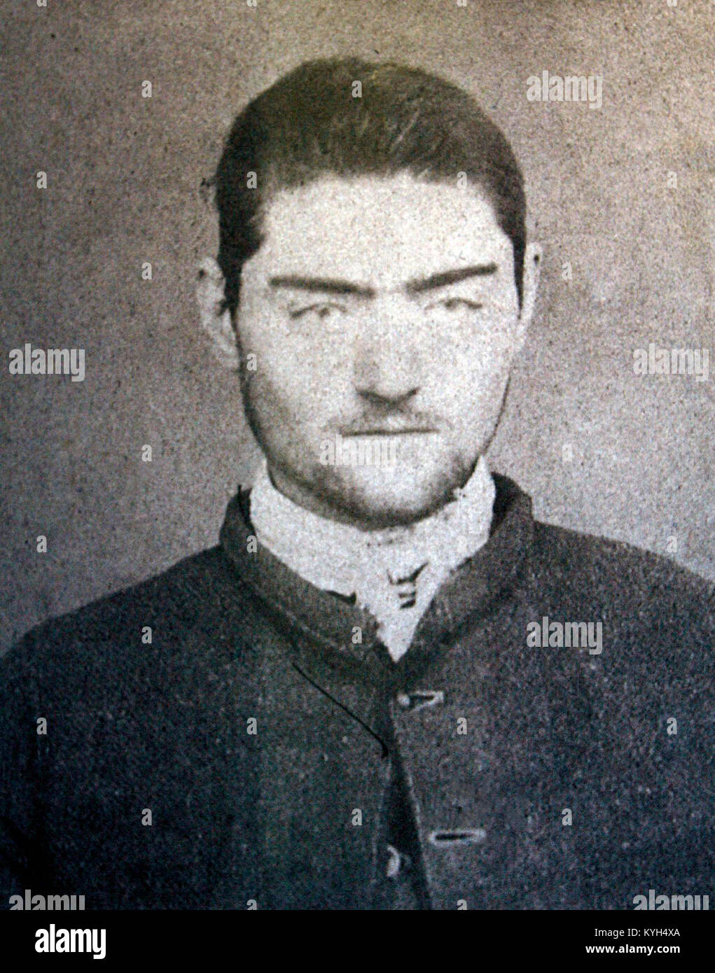 Historical mugshot photograph of Ned Kelly taken at Pentridge Gaol in 1873