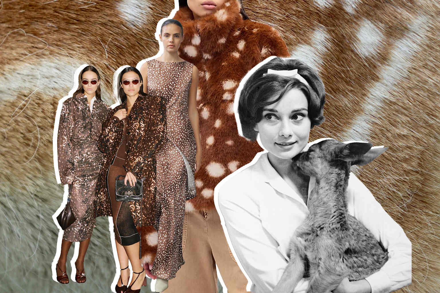 Deer print fashion trend collage