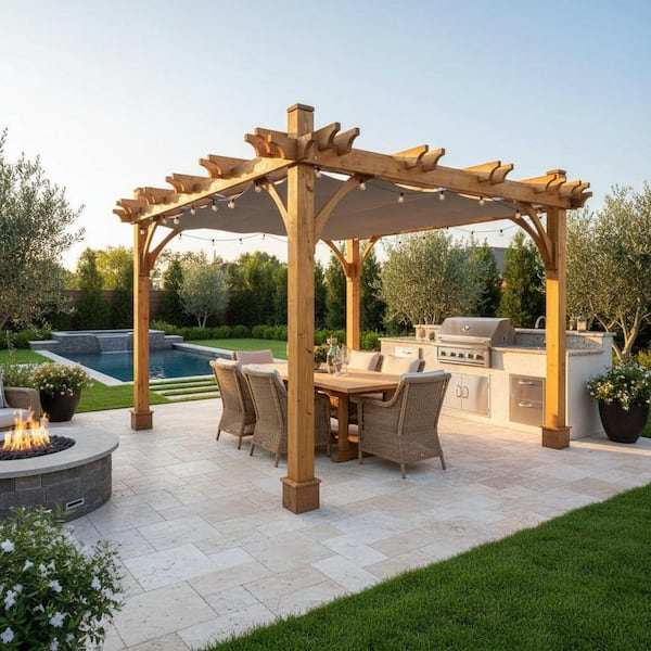 Custom pergola installation by Legacy System Pavers in the Bay Area