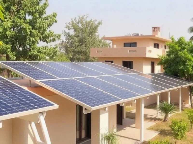 Residential rooftop with blue solar panels installed