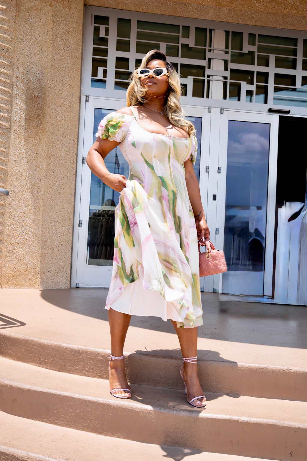 White dress street style during Essence Fest
