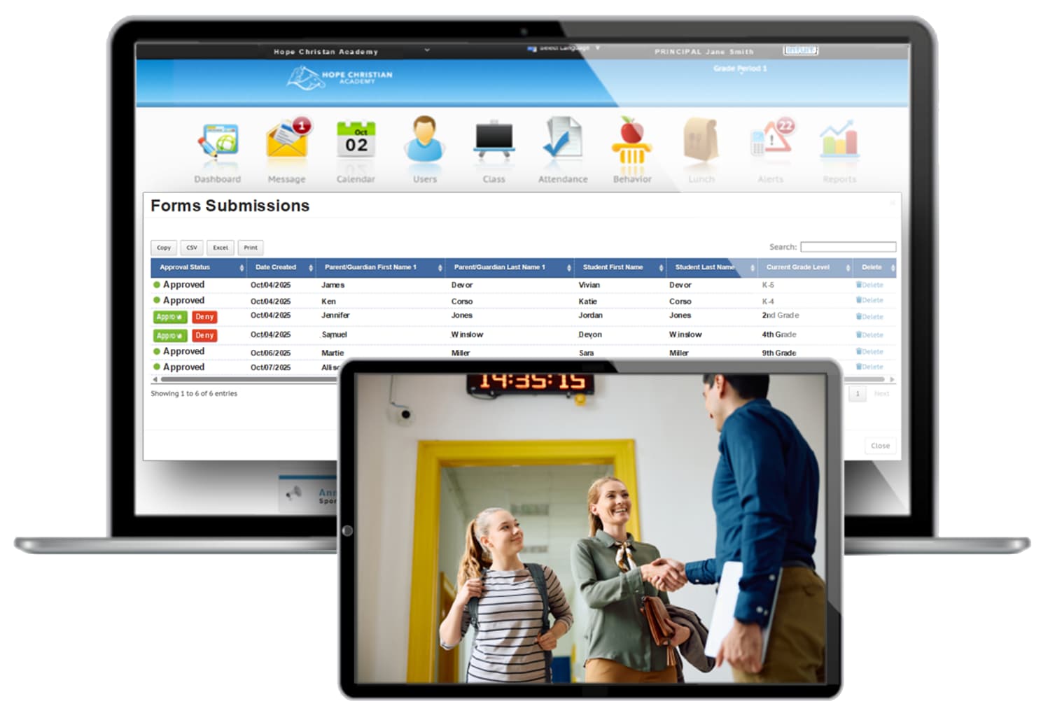 Online enrollment platform representing student enrollment online
