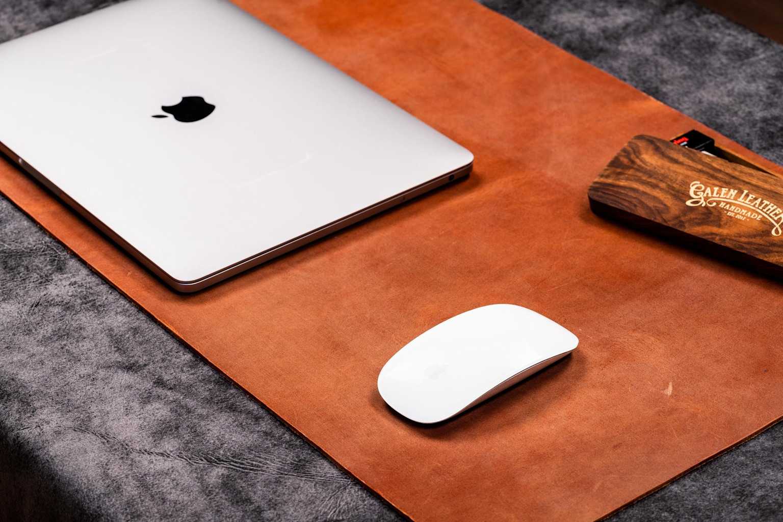 Polare 2mm Full Grain Leather Desk Pad in brown &mdash; 31.5 x 15.7 inch non-slip leather desk writing mat