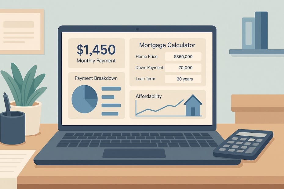 Mortgage calculator on a laptop screen
