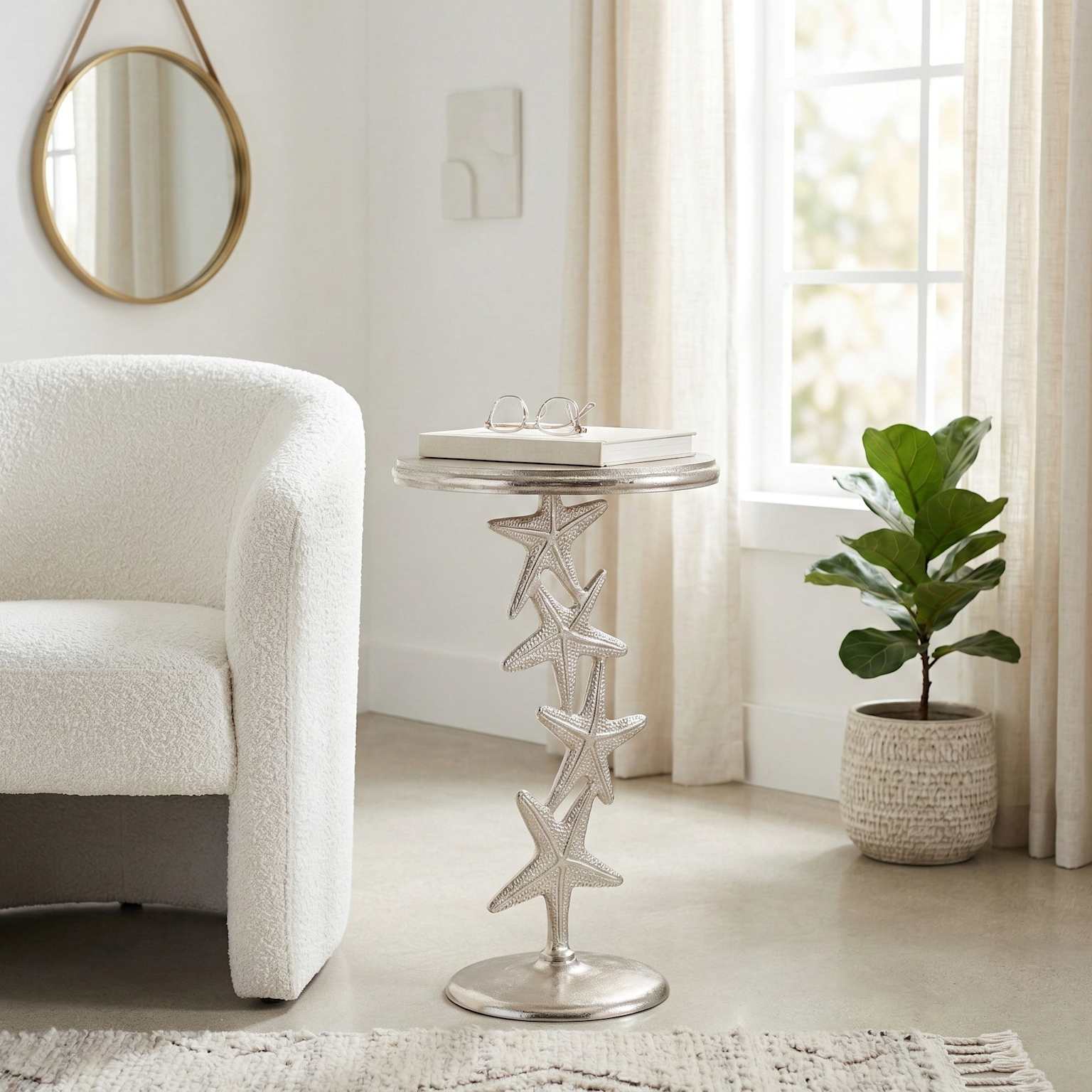 Metal starfish console table with mirror top