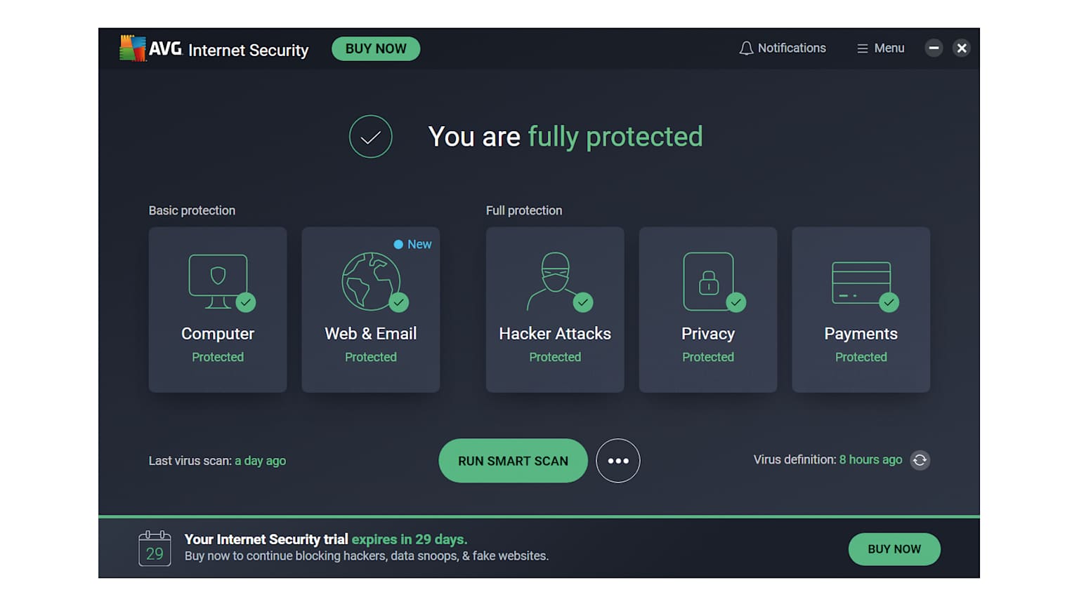 AVG Internet Security Dashboard