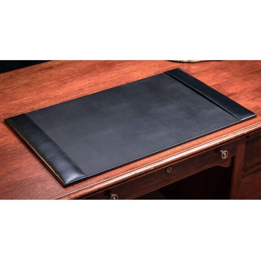 Dacasso Bonded Leather Desk Pad with Side Rails in black &mdash; 30 x 18 inch luxury leather desk blotter