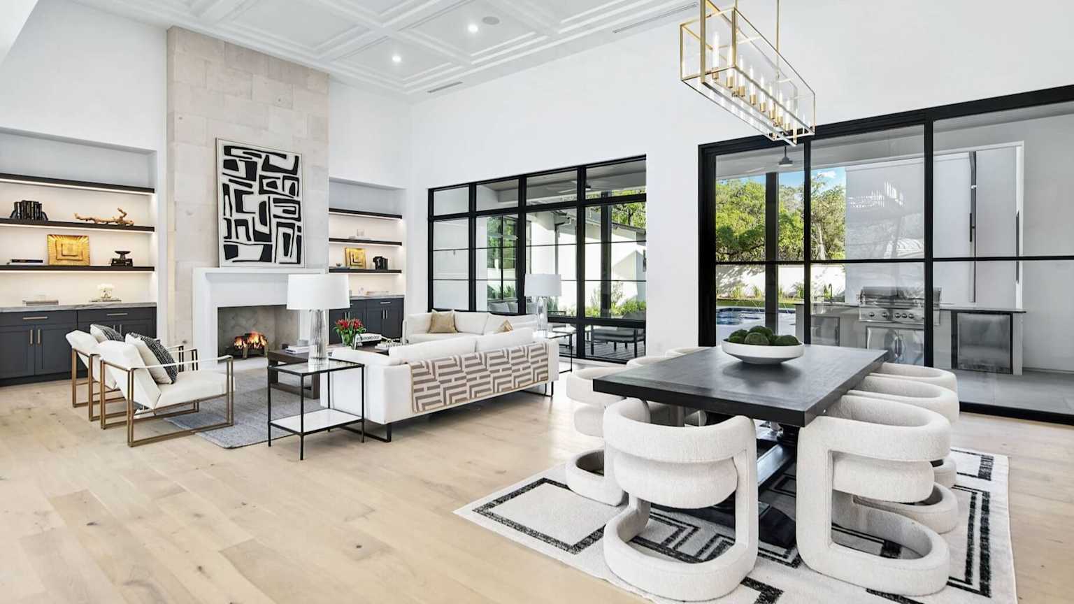 Staged living room interior