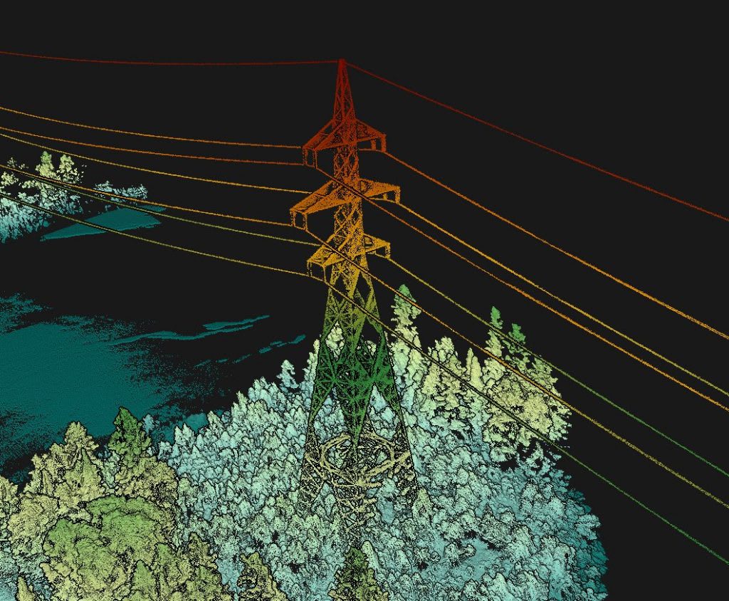 LiDAR point cloud of utility transmission tower