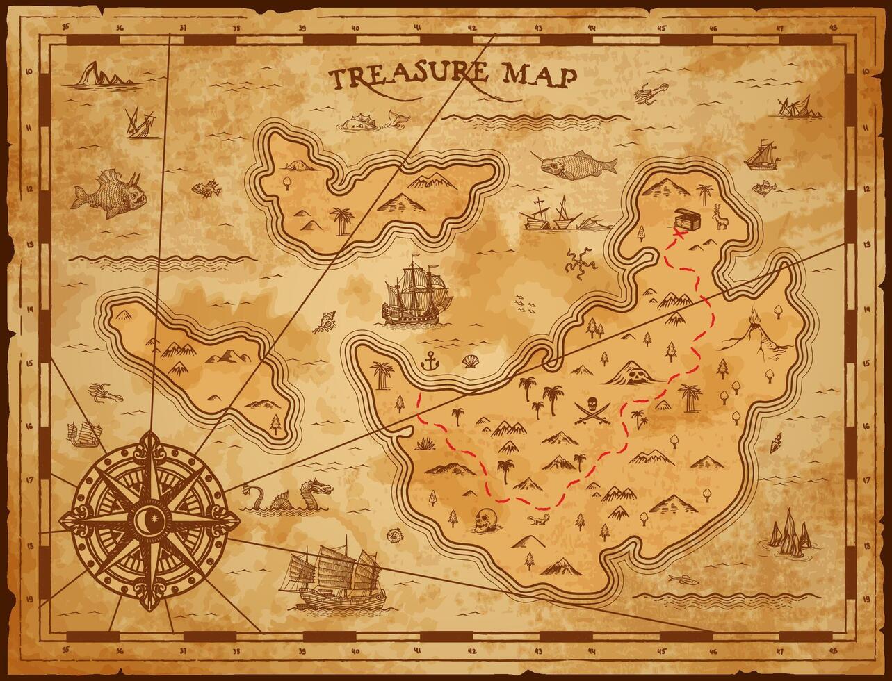 Vintage pirate treasure map