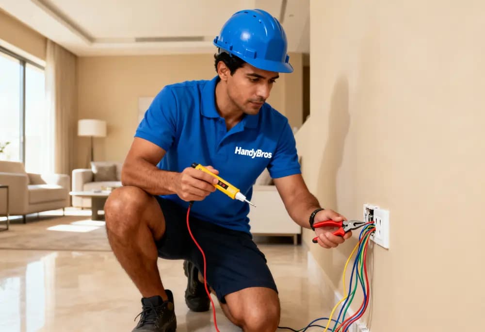 Electrical wiring repair UAE technician blue uniform
