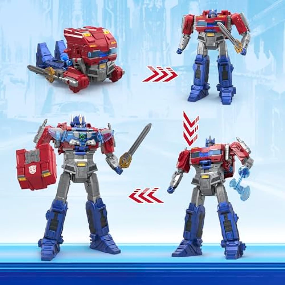 Orion Pax Optimus Prime Transformers One figurine 4 modes transformation — camion robot marteau bouclier