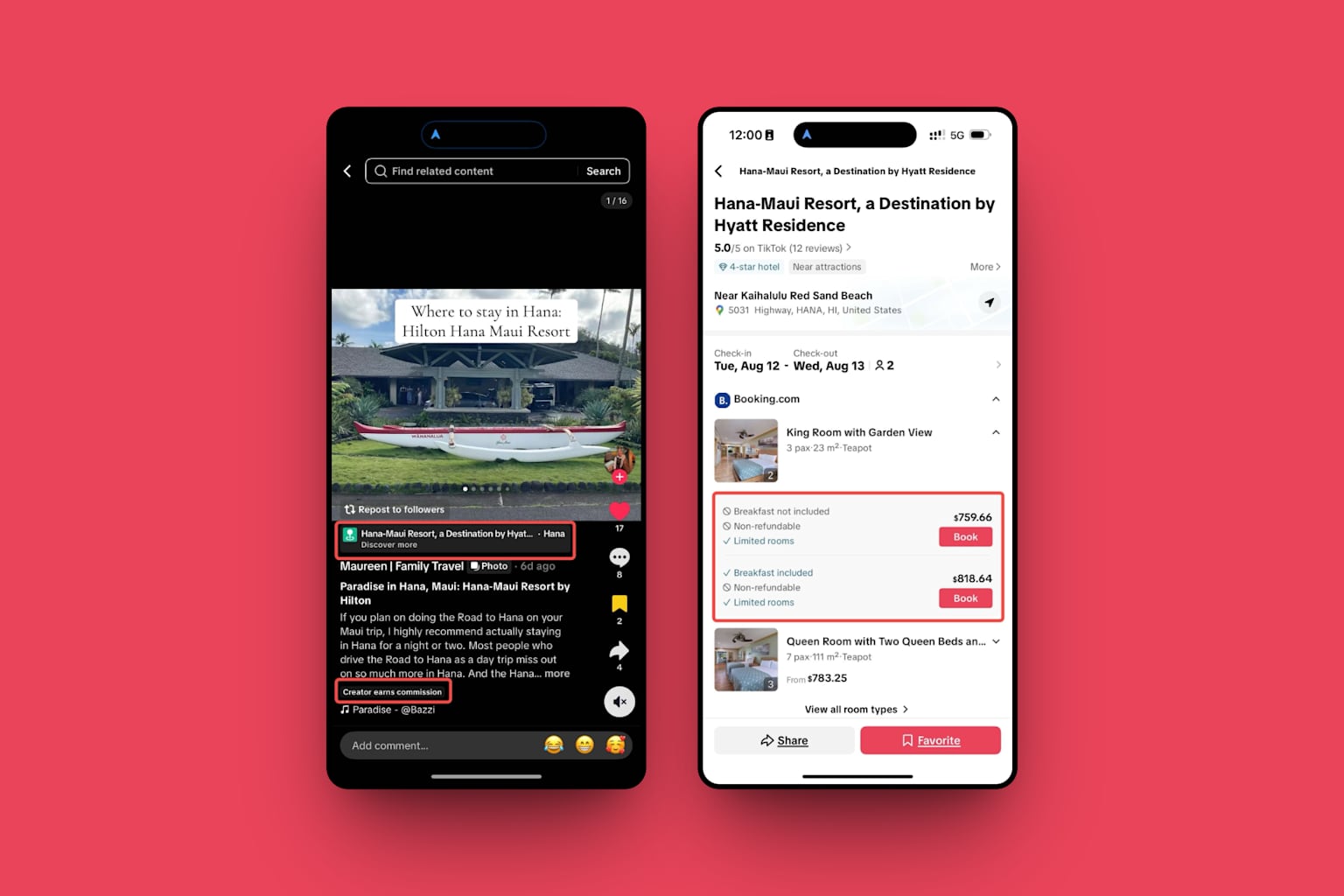 TikTok hotel booking in app from video