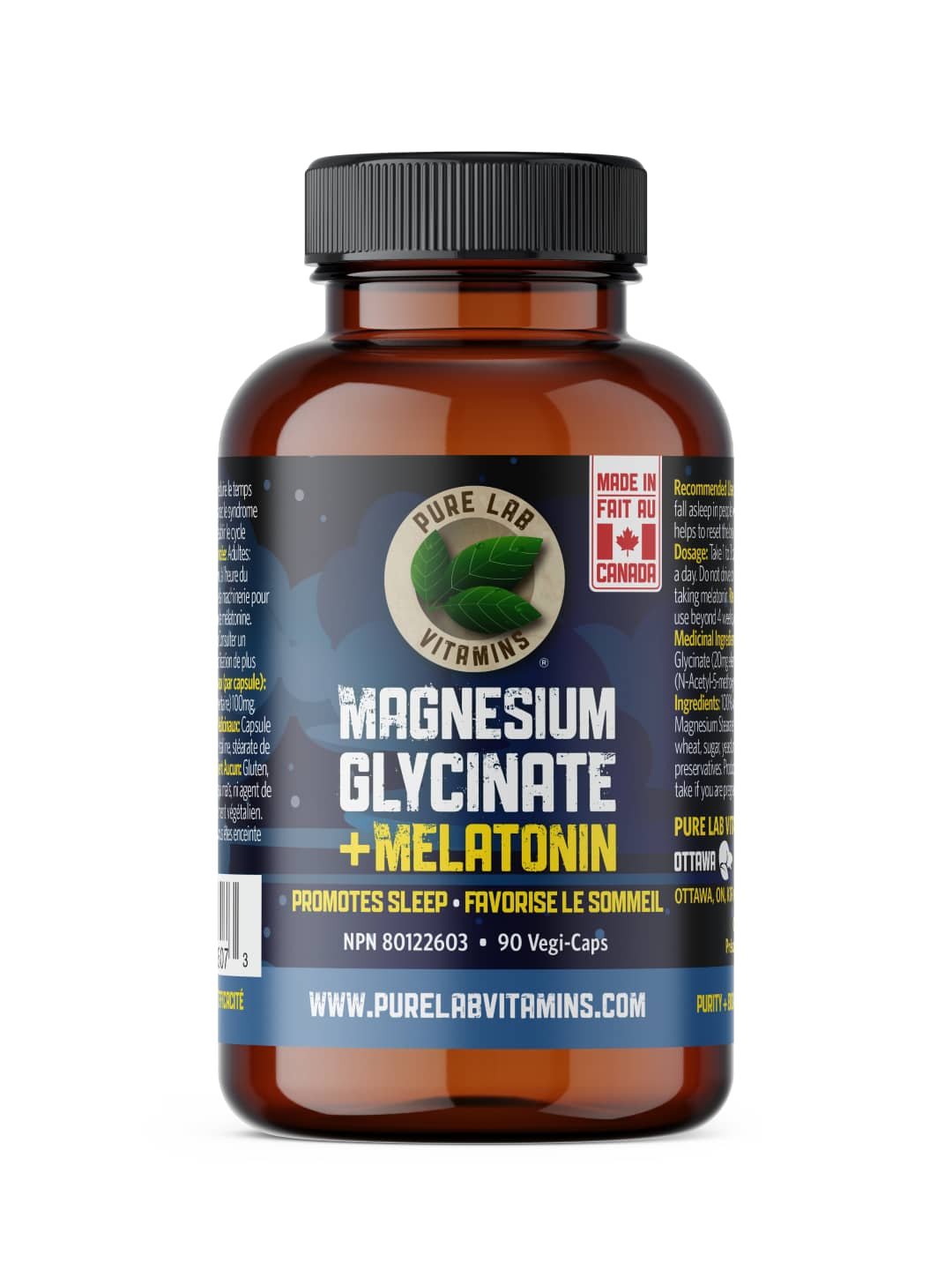 Magnesium and melatonin sleep supplement bottle