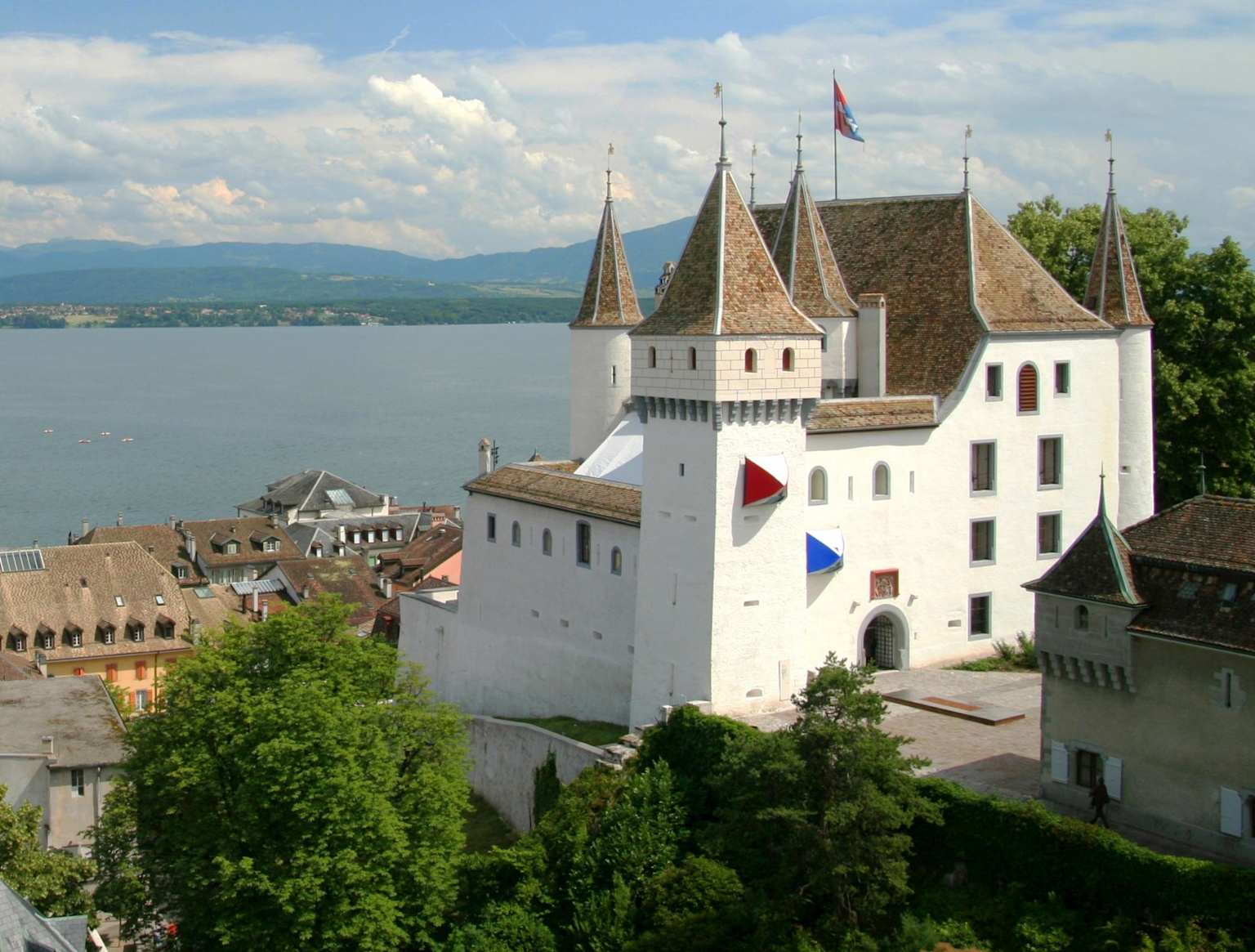 Chateau de Nyon overlooking Lake Geneva and the Alps