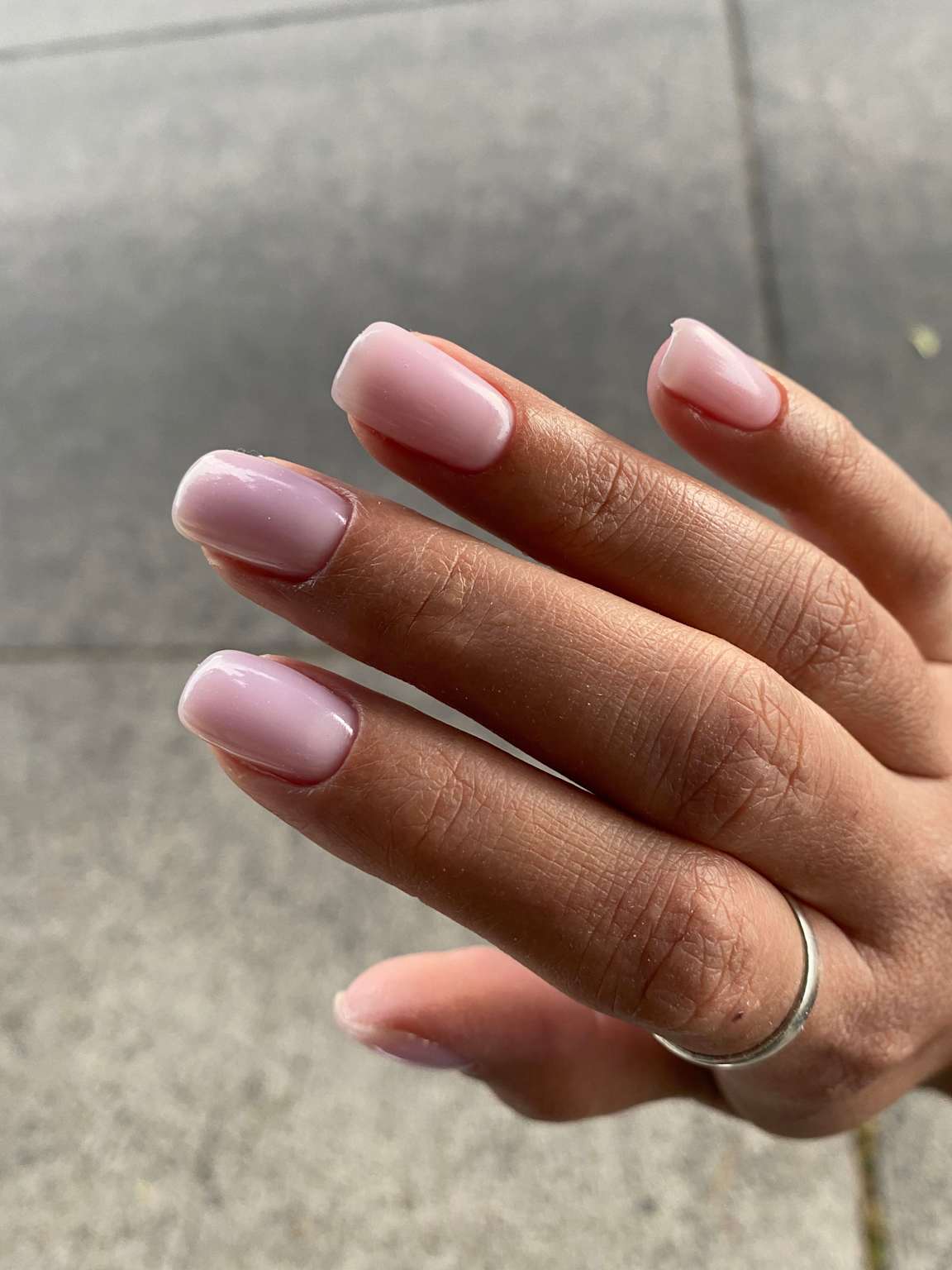 Pink Russian manicure closeup