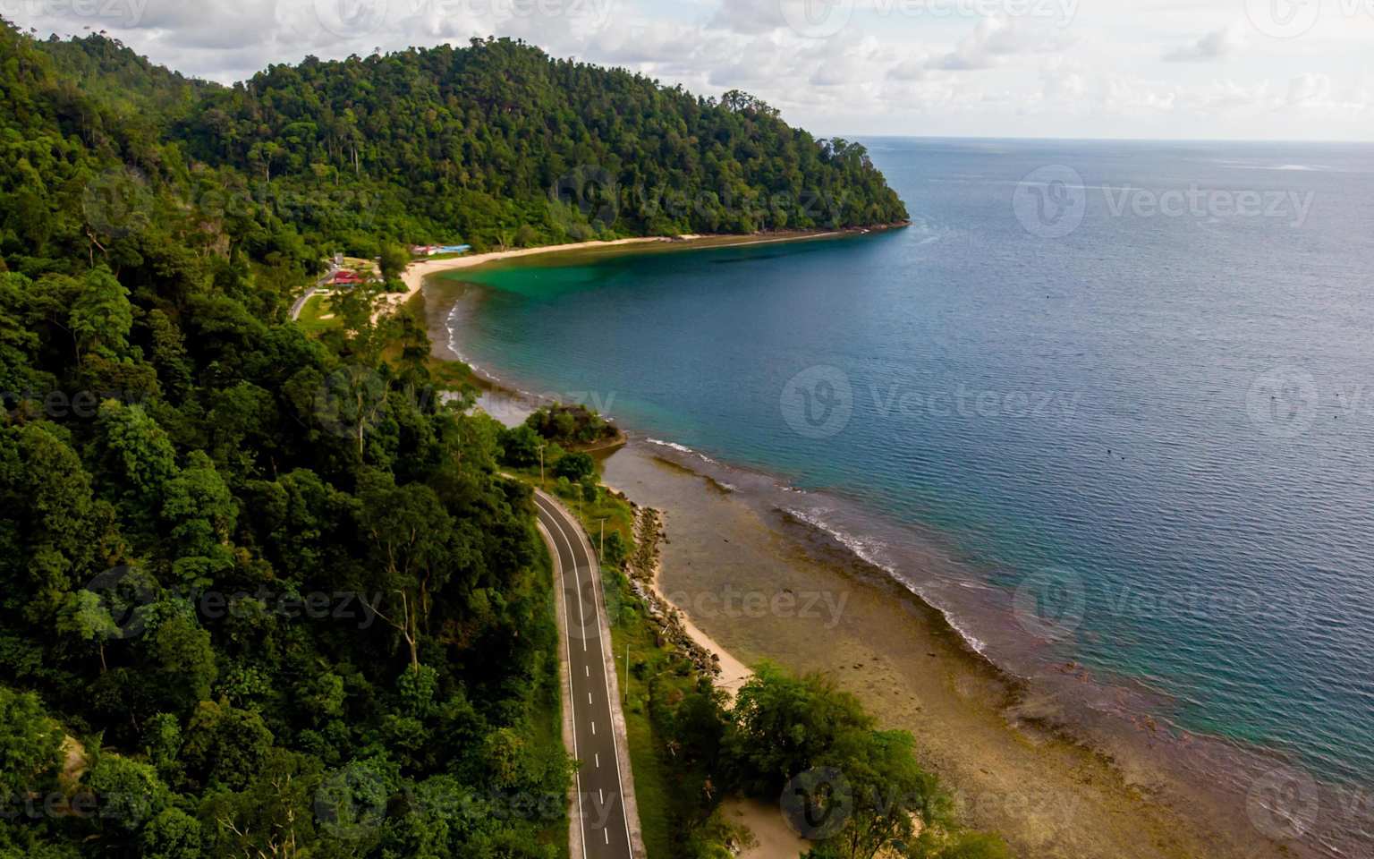 Indonesia tropical coastline aerial view