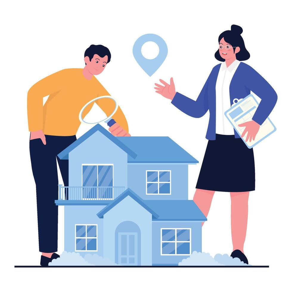 Real estate agent helping a buyer illustration