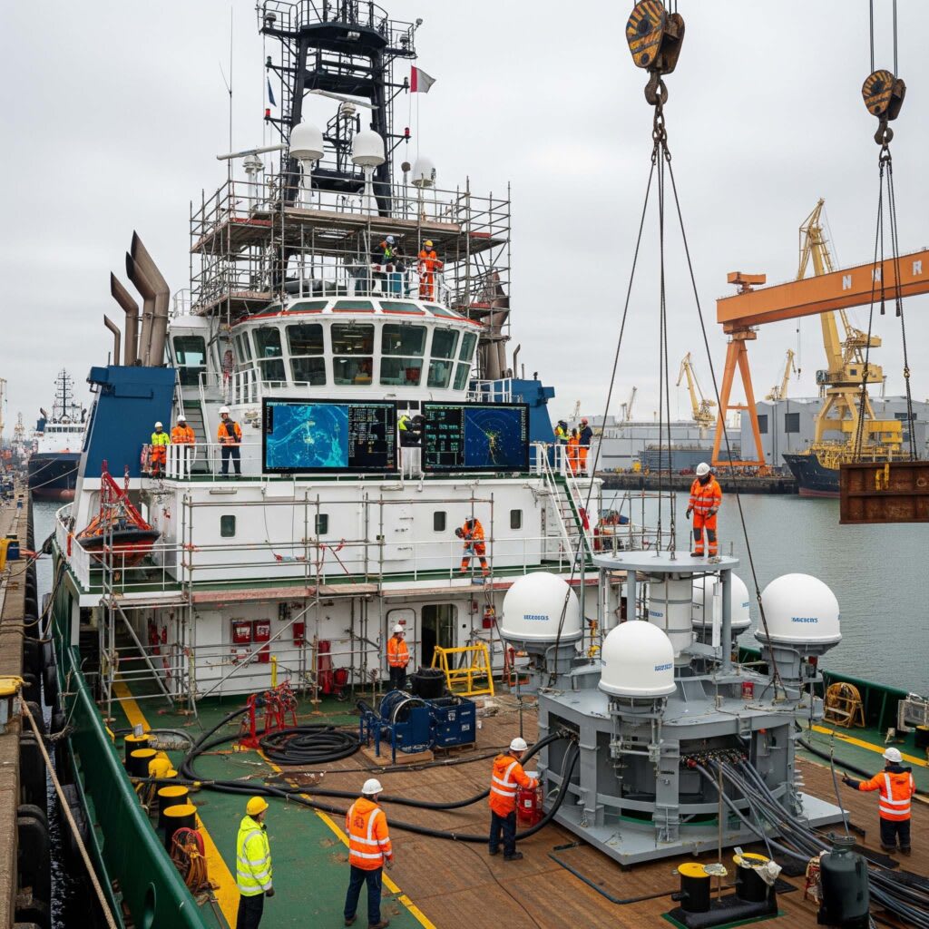 Cantiere navale con installazioni elettriche