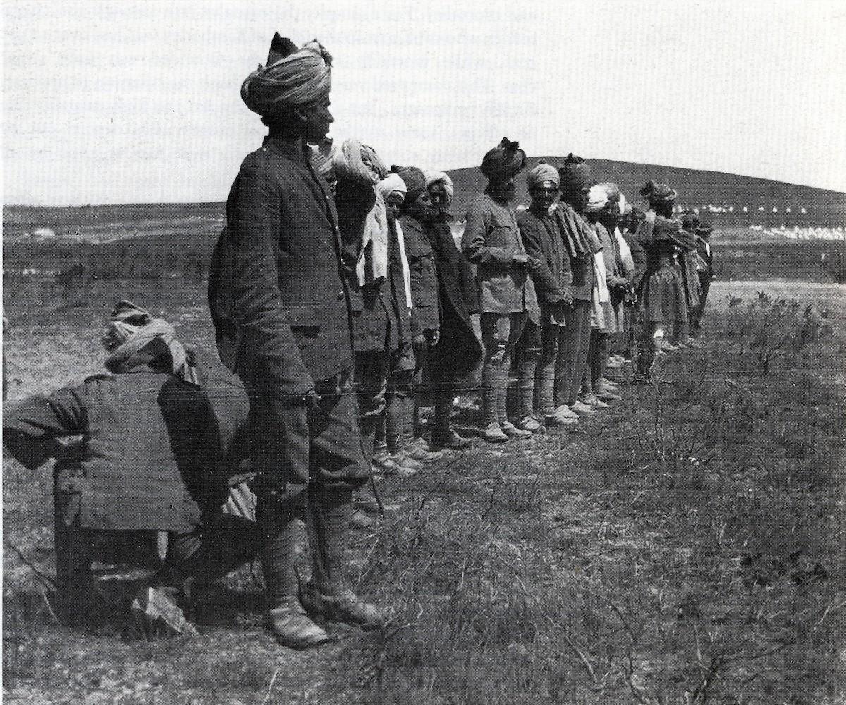 The Natal Indian Ambulance Corps in formation during the Boer War, c.1900. Gandhi organised this unit of over 1,100 Indian volunteers.