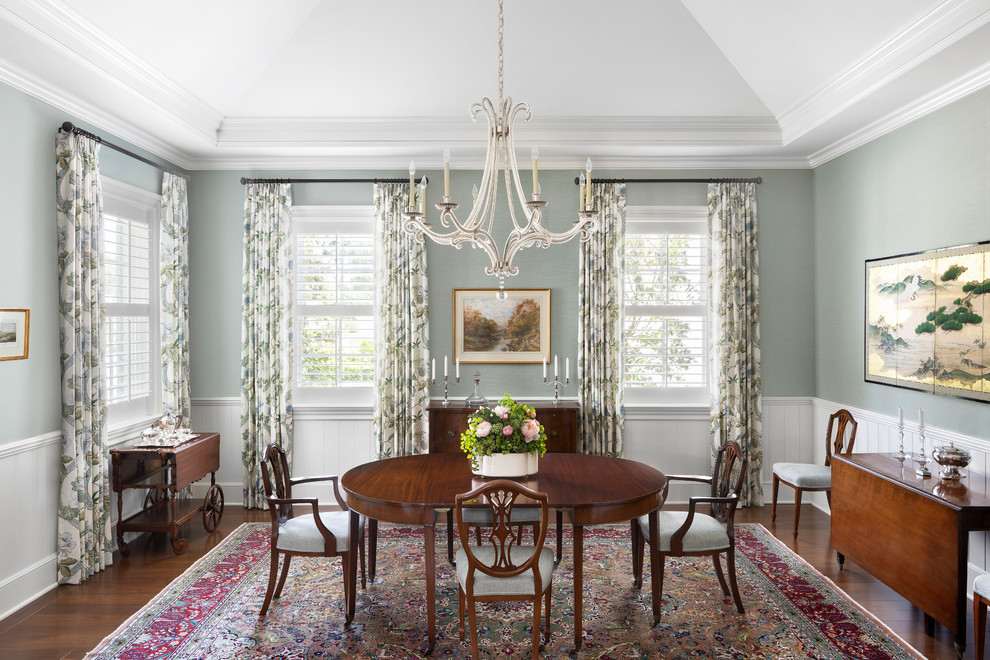 Elegant wainscoting and white trim work in Tampa Bay dining room